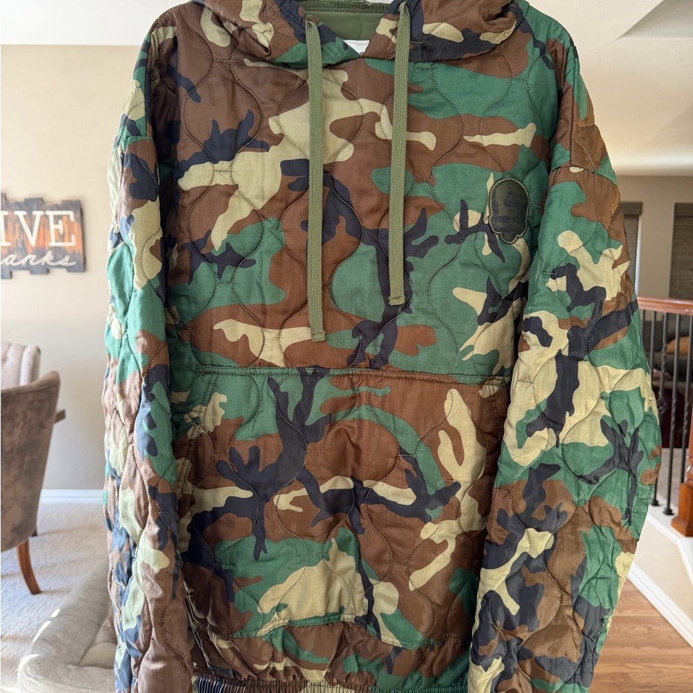 Men's Camo Performance Quilted Pullover Jacket - Green/Brown